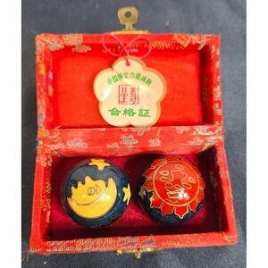 Vintage Chinese Baoding Exercise Stress Balls With Soothing Chime